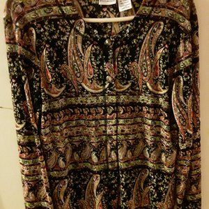 Vintage White Stag Print Long Sleeve Blouse